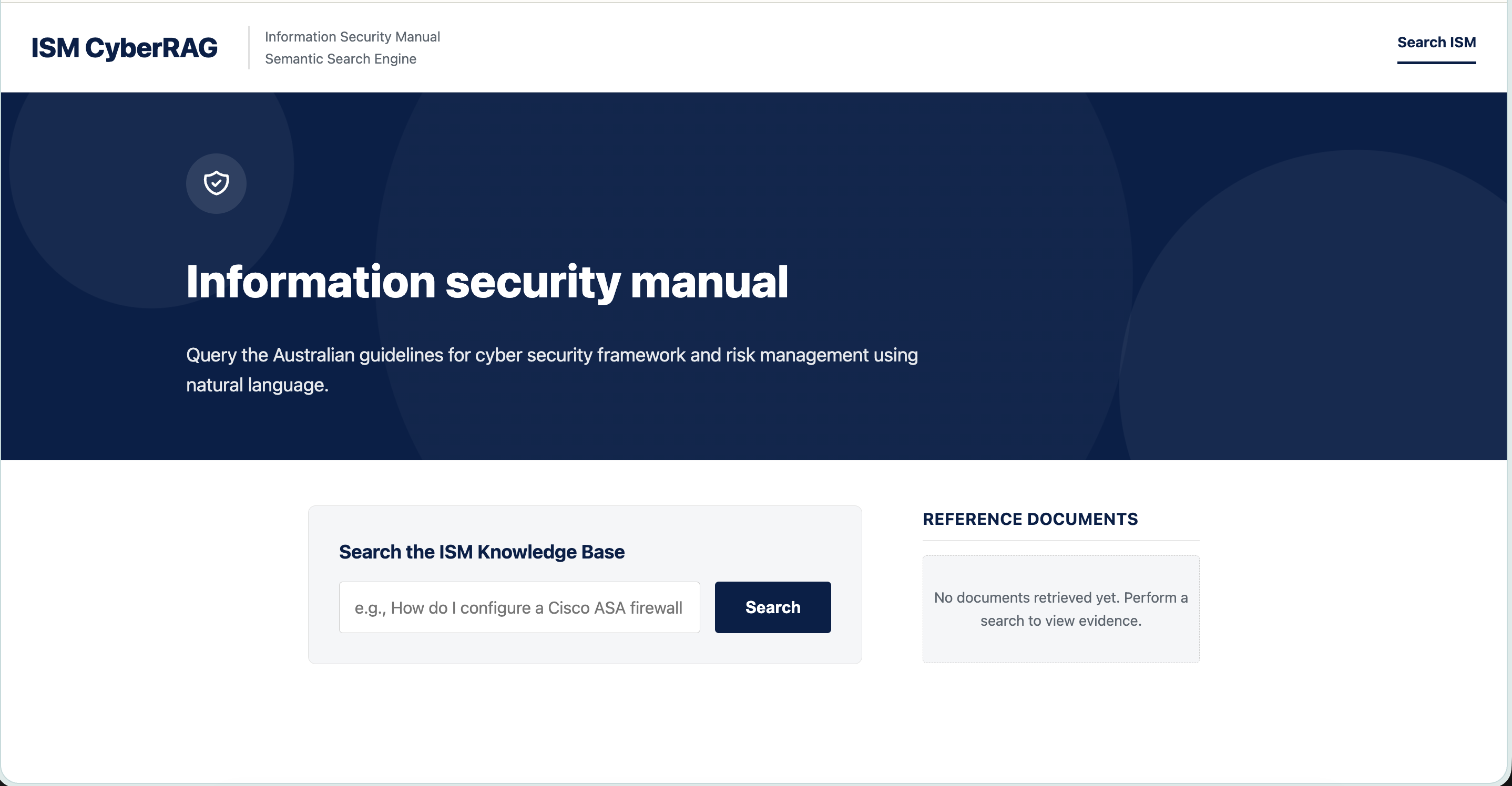 ISM CyberRAG web app screenshot 1